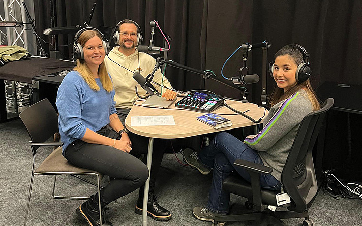 Podcast creators in a studio